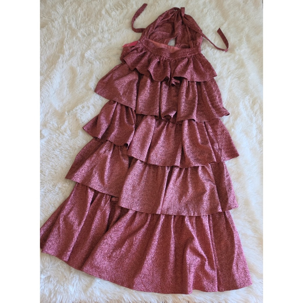 BUDDY LOVE Talia Halter Maxi Ruffle Glitter Long Dress- Valentine - S - Picture 5 of 12